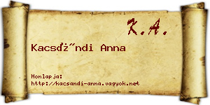 Kacsándi Anna névjegykártya